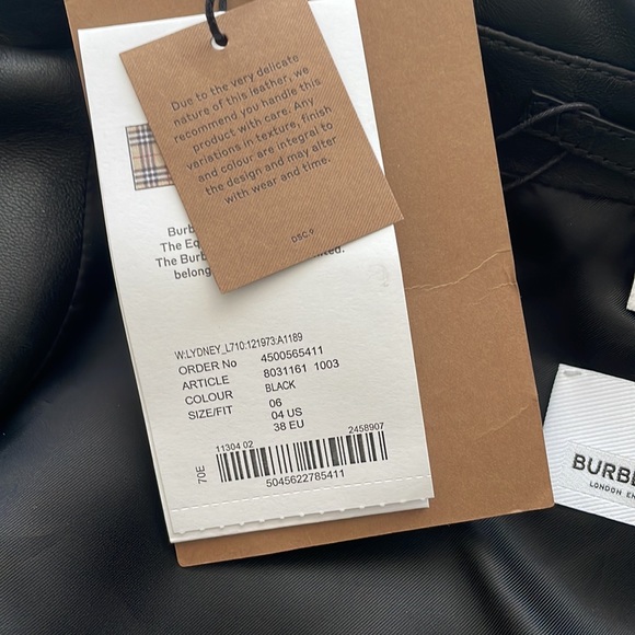 BURBERRY Black Leather Jacket Size 4 US - Picture 14 of 17